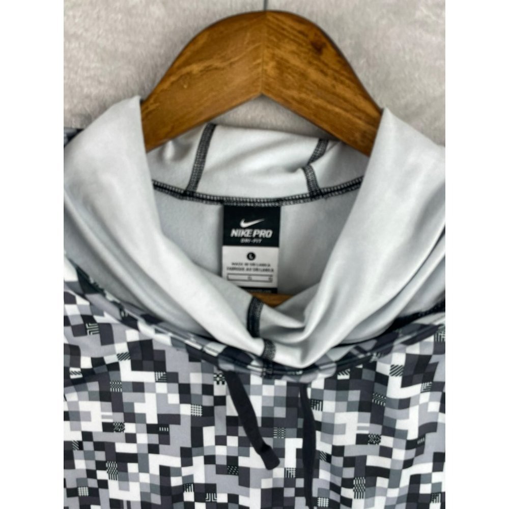 Nike Pro Hyperwarm Dri-Fit Hoodie Womens Large Pixel Gray Black - Picture 7 of 10